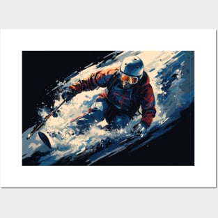 Ski Action Sport Painting Abstract Art Decor Posters and Art